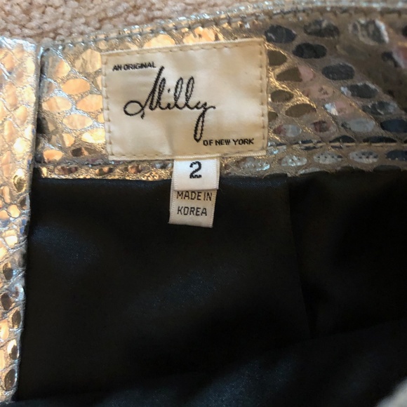 Milly Mirrored Leather Python Pencil Skirt - Picture 2 of 8